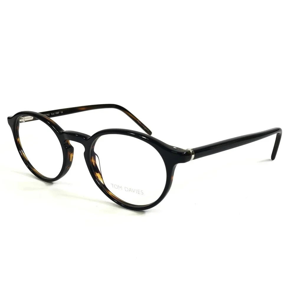 Tom Davies Eyeglasses Frames TD762 Col.1007 Dark Brown Tortoise Round 49-20-145